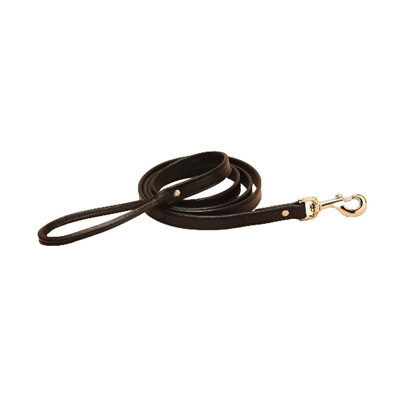Crease Leather Leash/Rolled Handle/Nickel 3/4x6 Bk