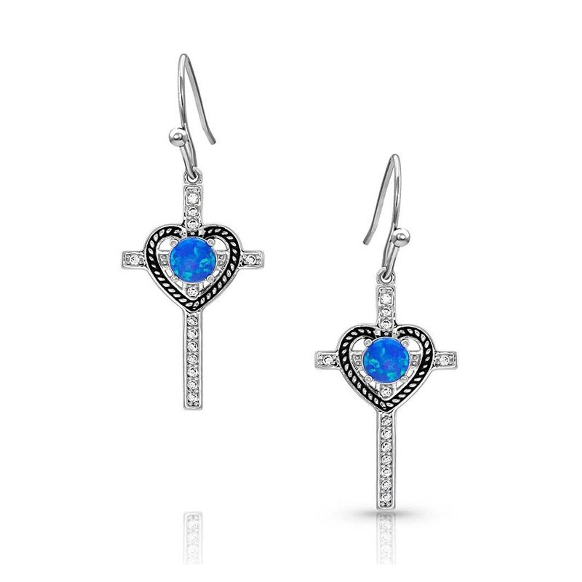 Montana Silversmiths Heart of Faith Opal Earrings
