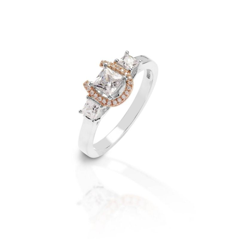 Kelly Herd Small Princess Rose Gold 3 Stone Ring