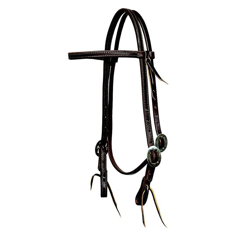 Mustang Dbl Stitch Oil Harness Browband SS Tie End