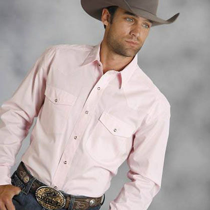 Roper Mens Poplin One Point Yoke LS Snap Shirt