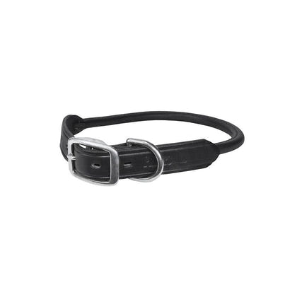 Perris Rolled Leather Dog Collar LG Black