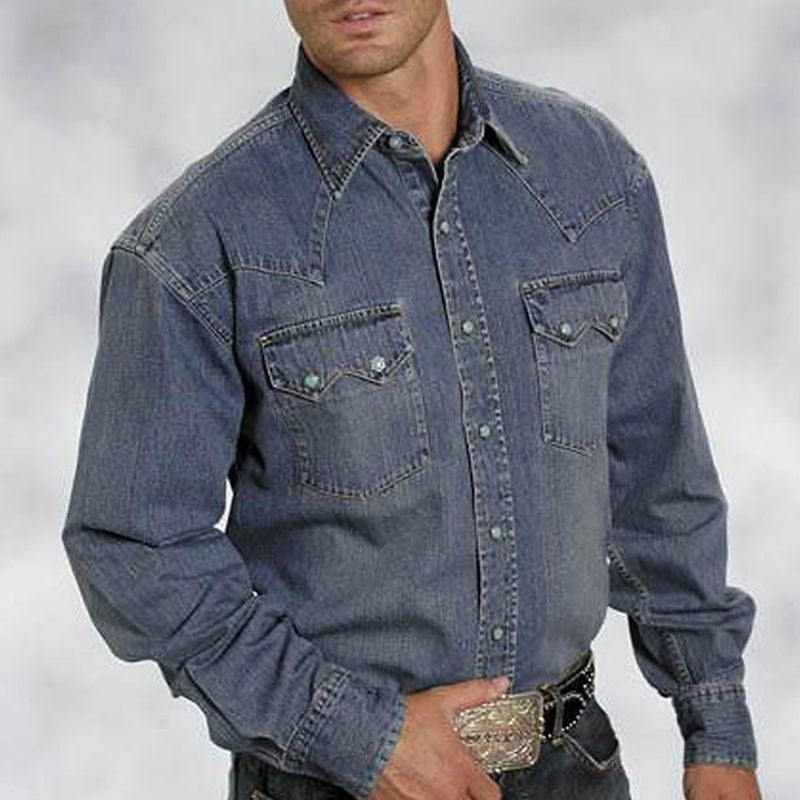 Stetson Mens Blue Lagoon Denim Snap Shirt 2Xl