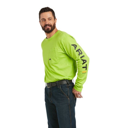 Ariat Mens Rebar Workman Logo TShirt M Lime/Black
