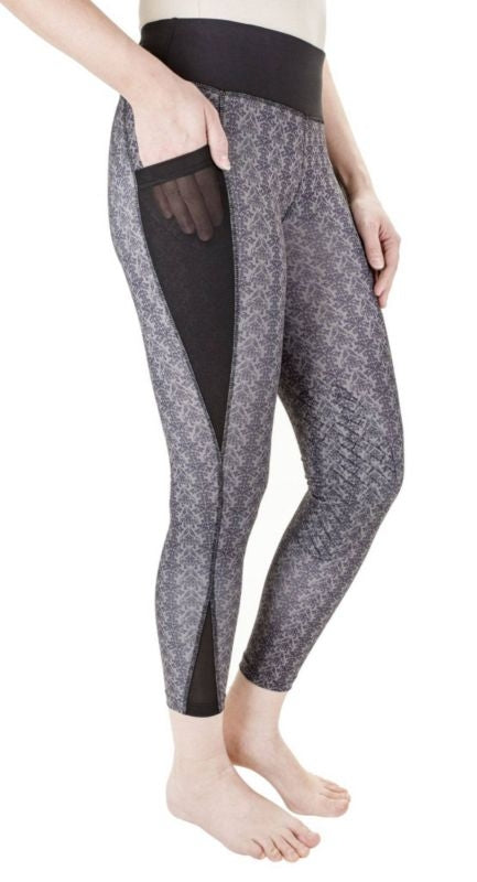 TuffRider Ladies Damask Tights L Black/White