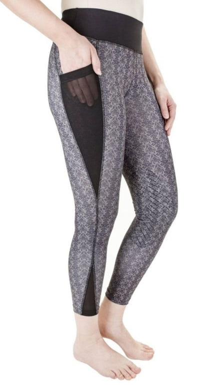 TuffRider Ladies Damask Tights XS Black/Charcoal