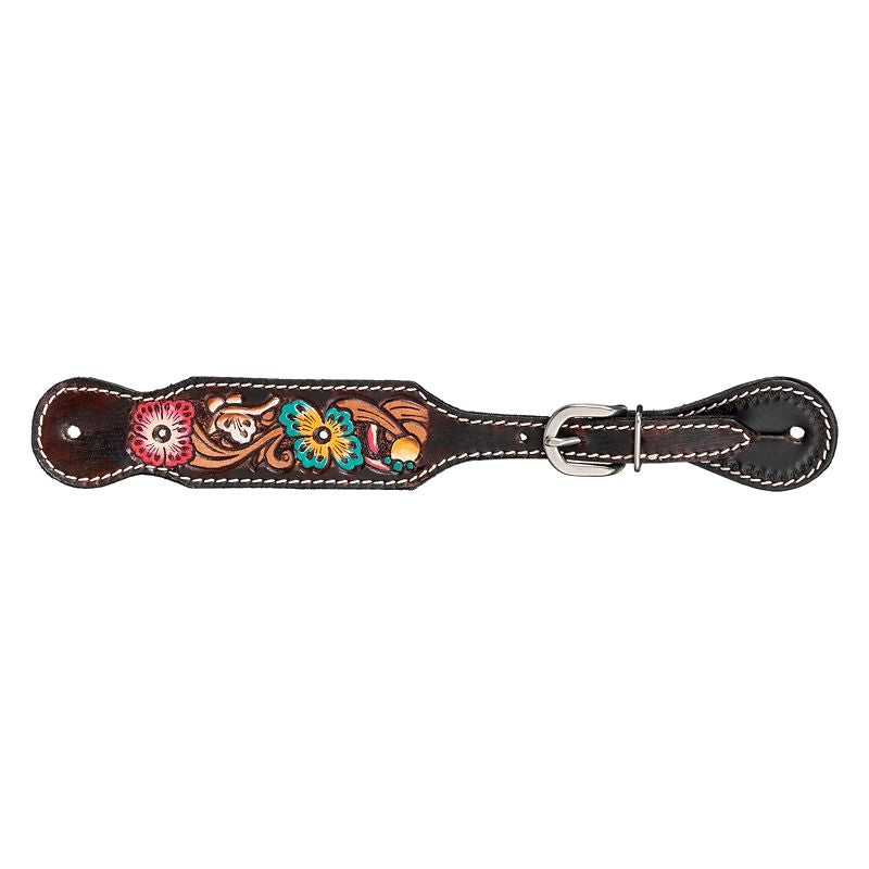 Blue/Pink Floral Spur Straps Dark Antique