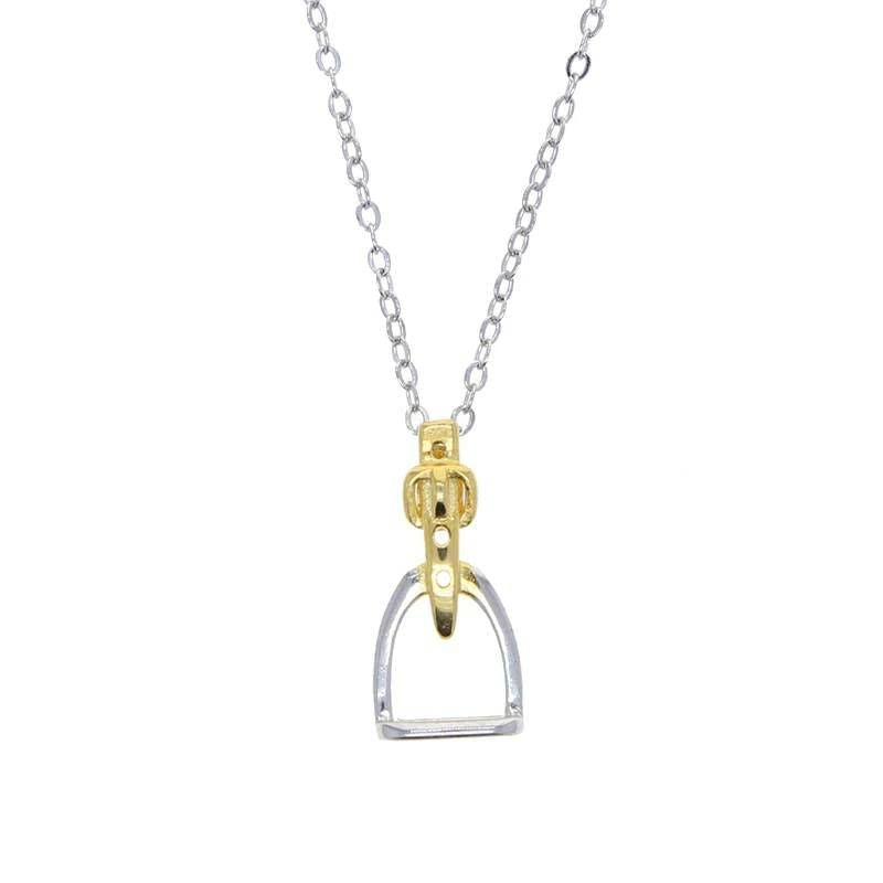 Awst Intftl Two Tone Rhodium Stirrup Necklace 18In