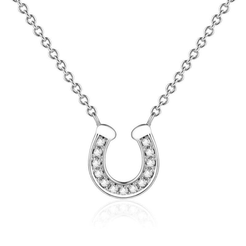 Awst Intftl Rhodium And Cz Horseshoe Necklace 16