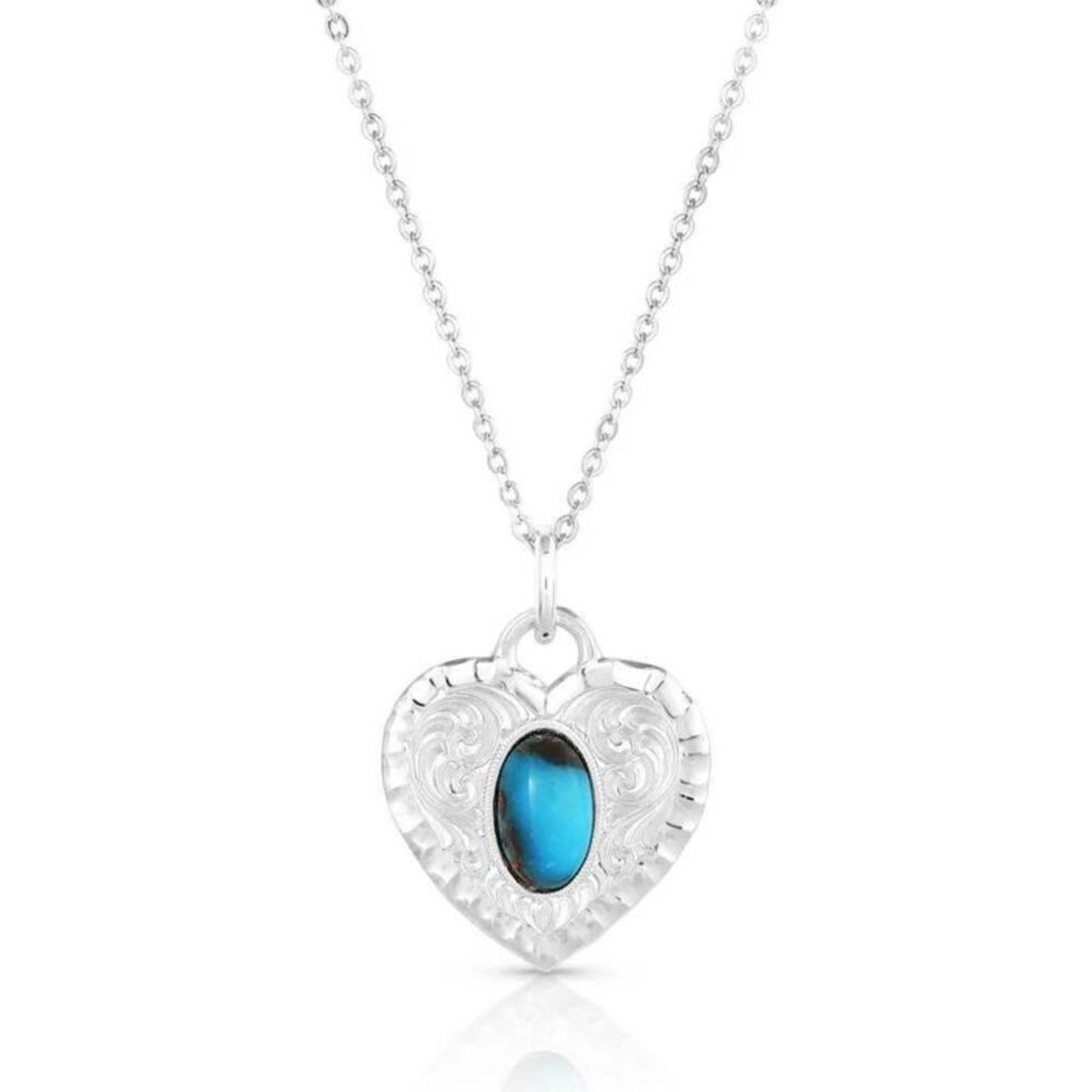 Montana Silversmiths Chiseled Heart Turq Necklace