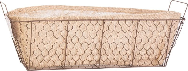 Rustic Window Box With Burlap Liner 24In