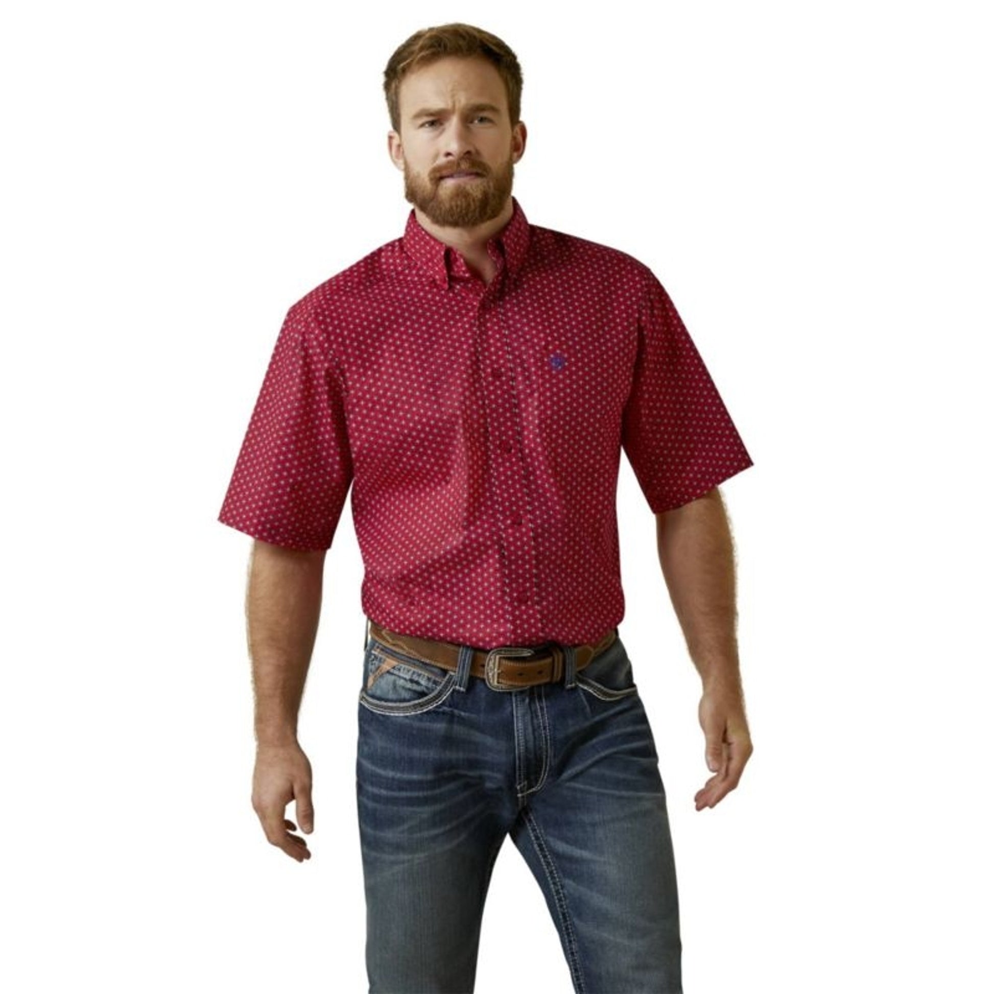 Ariat Mens Jeremy Classic Fit Shirt Red X Small