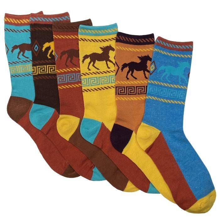 Desert Horse Crew Socks Multi 6 Pack