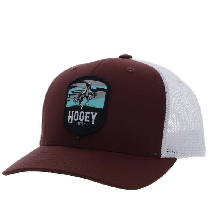 Hooey Cheyenne 6 Panel Trucker Hat Maroon/White