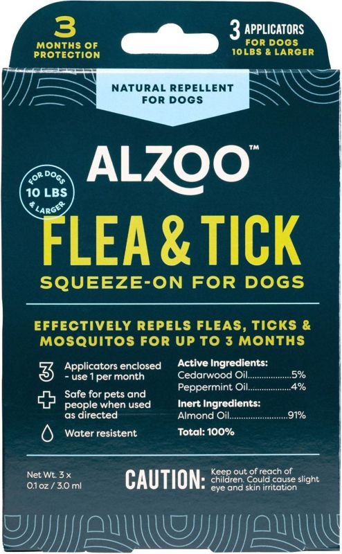 Alzoo Plant Based Flea Tick Squeeze On Dogs 3pk