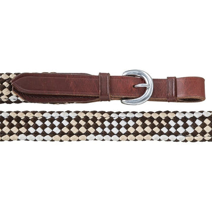 Tough1 7ft Flat Braided Trail Reins Black/Gray/Wht
