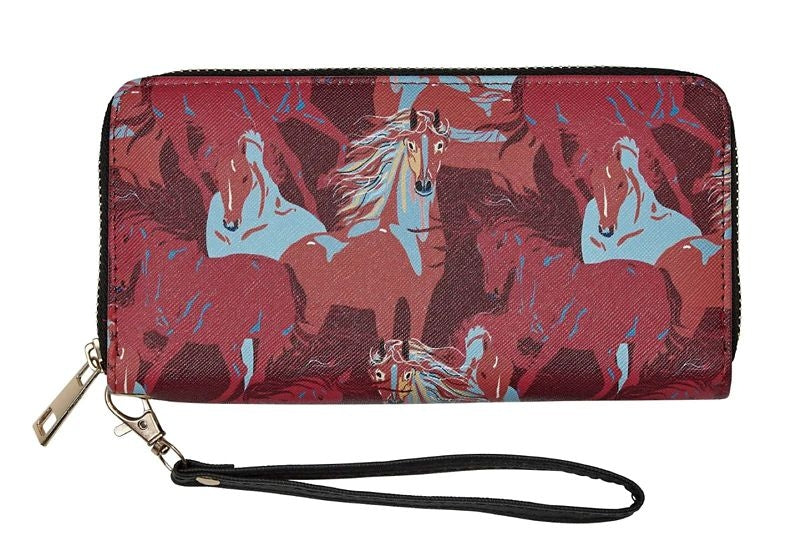 AWST Colorful Horses Clutch Wallet