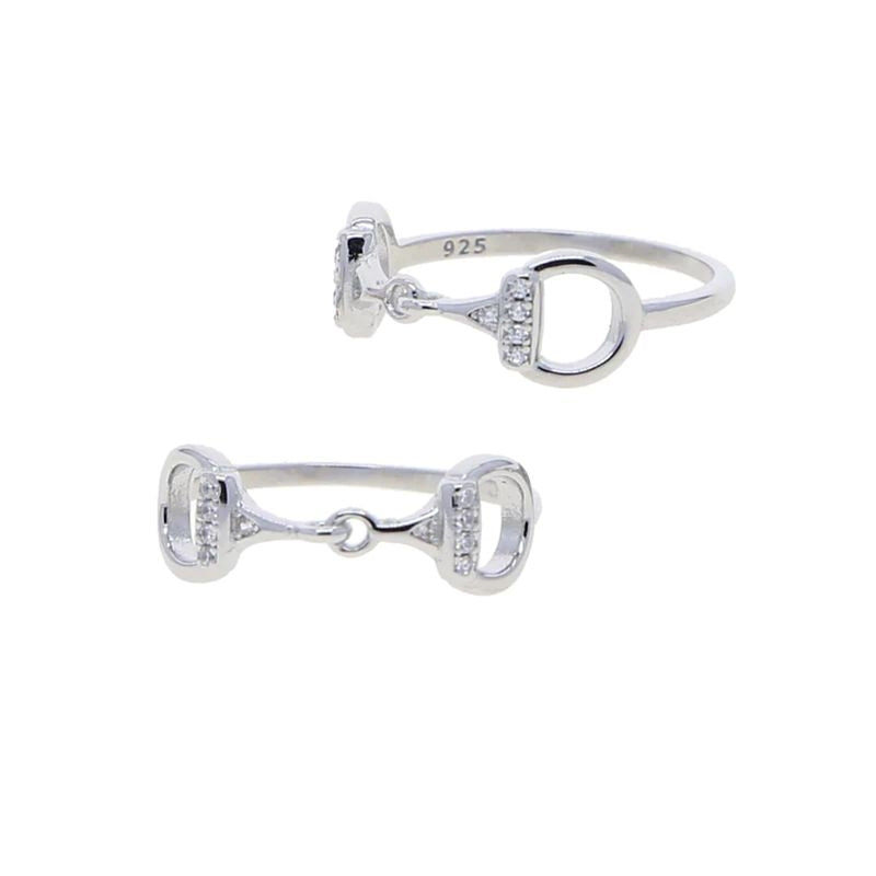 AWST Sterling Silver CZ Snaffle Bit Ring