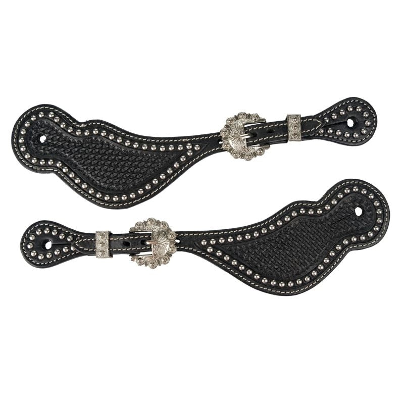 Tabelo Shaped Spur Straps with Studded Trim
