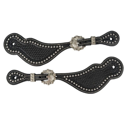Tabelo Shaped Spur Straps with Studded Trim