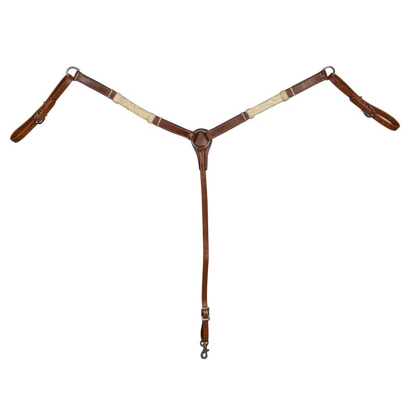 Tabelo Breast Collar with Rawhide Trim Chestnut