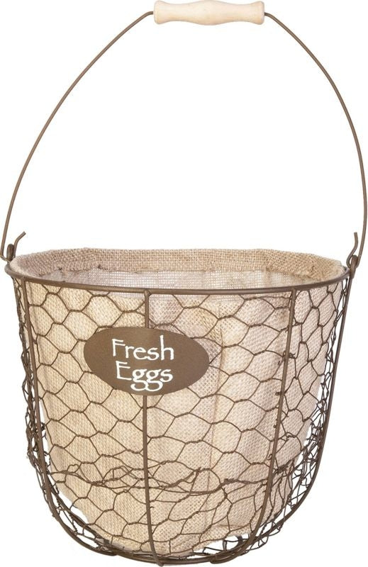 Egg Gathering Basket/Planter with Burlap Liner 10i