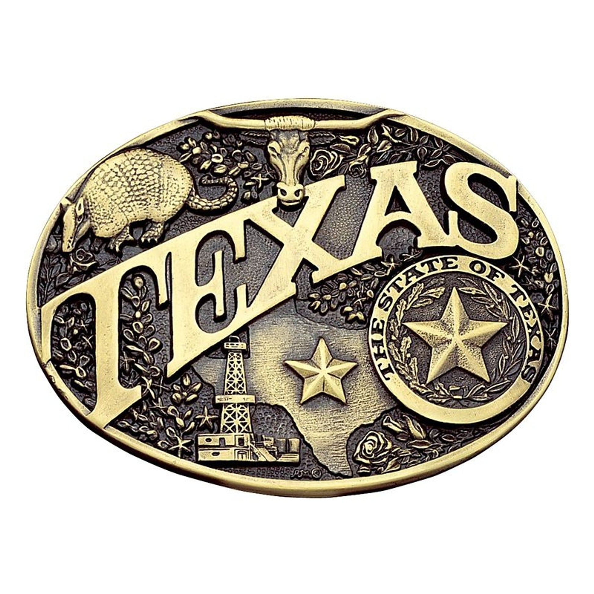 Texas Brass Heritage Belt Buckle 3 5/8X2.75 Br