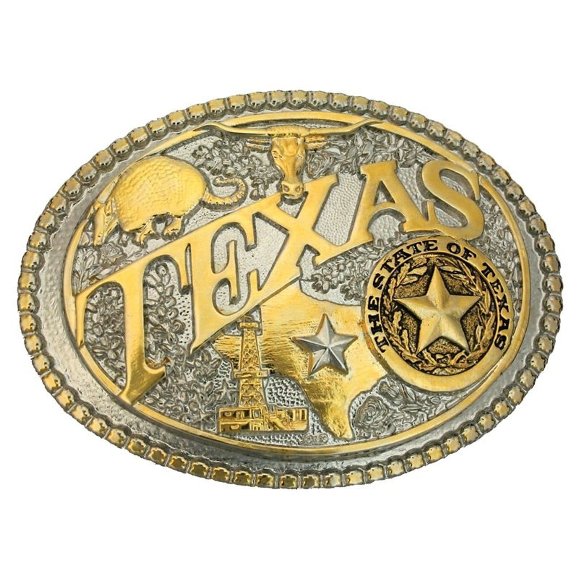 Modern Texas 2Tone Belt Buckle 4.25X3.25 Brn