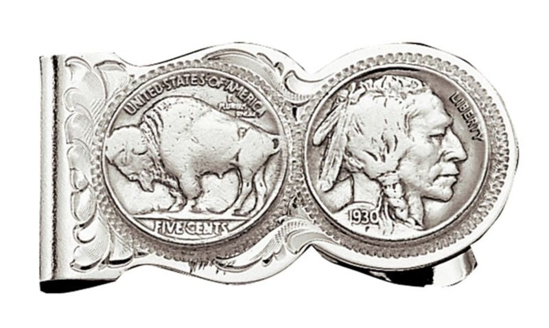 Buffalo Indian Nickel Scallop MoneyClip 2 X 1.125