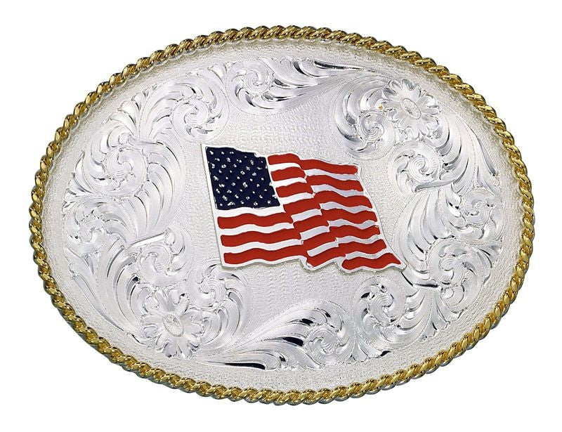 Montana 1340 Series Us Flag Western Belt Buckle