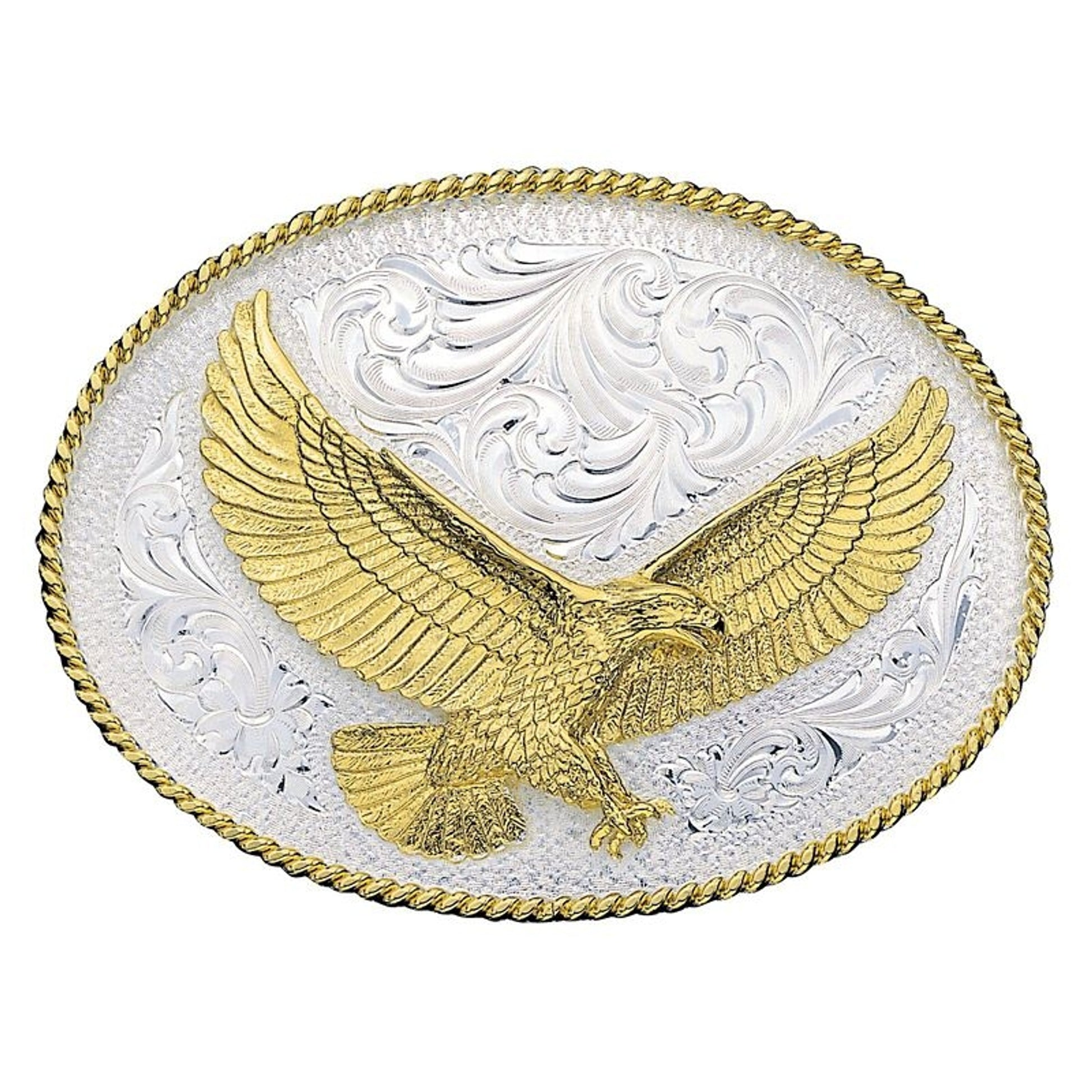 Montana Silver Engraved Western Belt Buckle 4 X 3