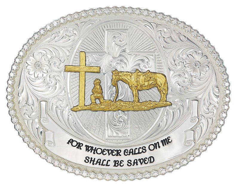 Faith/Wisdom Western Belt Buckle 5X4 Brn