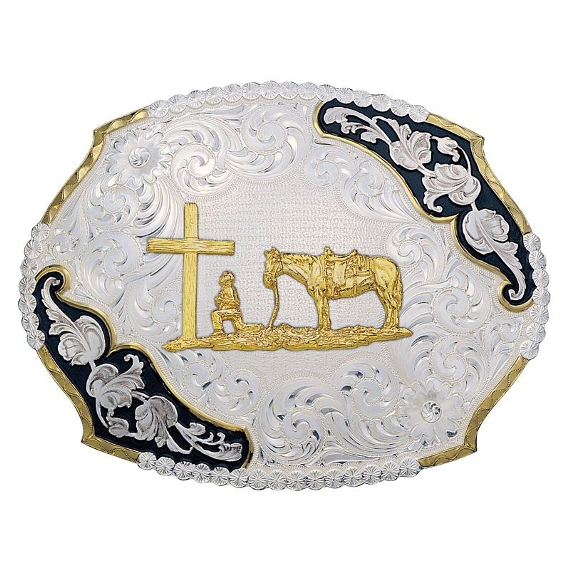 Montana Leaves Belt Buckle Christian Cowboy