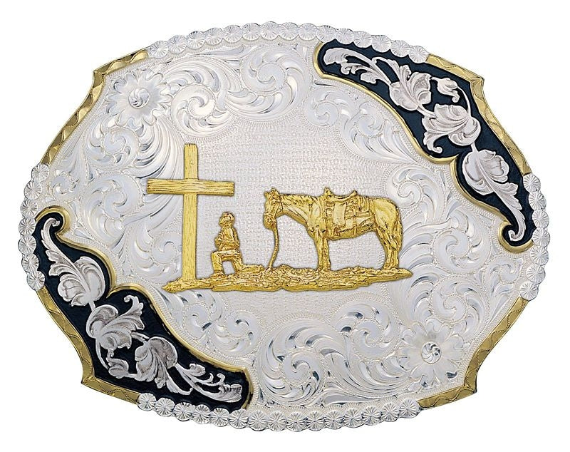 Montana Leaves Belt Buckle Christian Cowboy