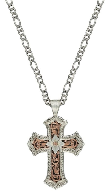 Montana Rose Gold Scalloped Cross Necklace