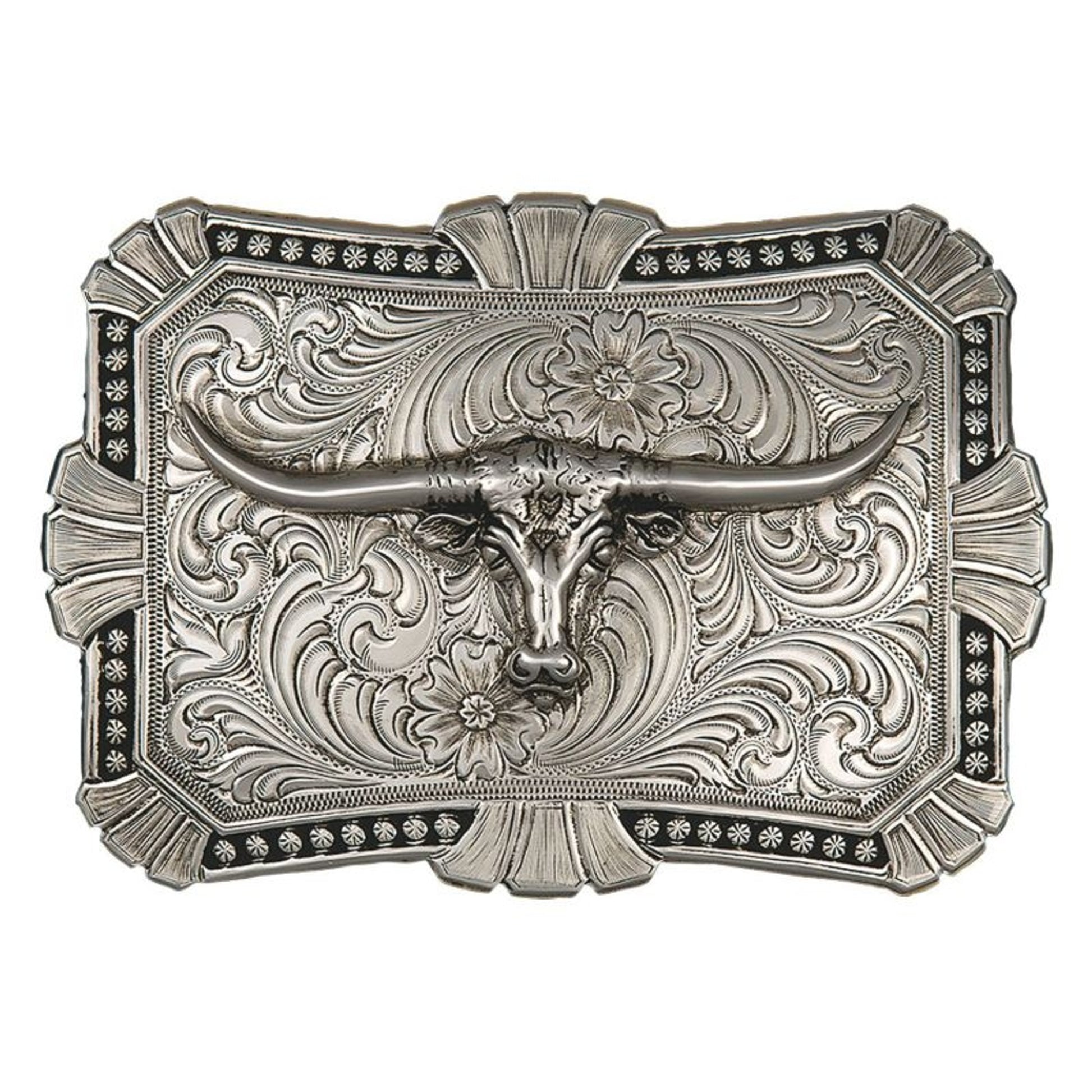 Antiqued Trailblazer Buckle With Longhorn 4.375X3 Brn