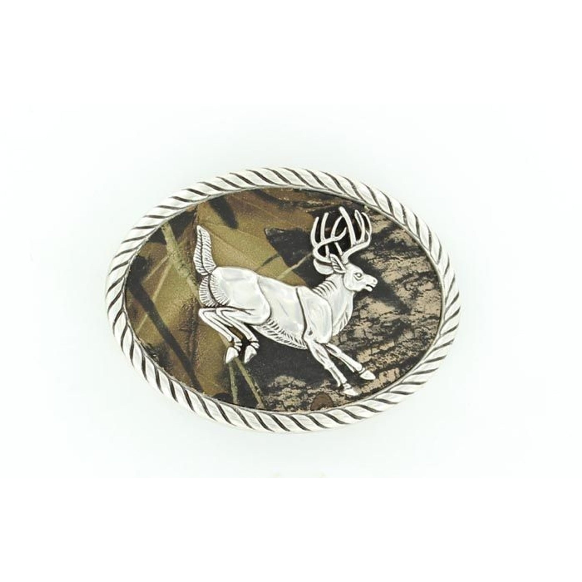 Nocona Running Buck Buckle 2 x 3.5 Mossy Oak
