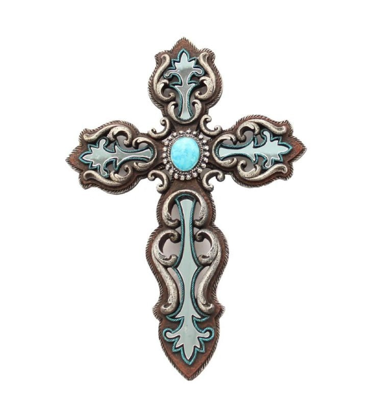 Western Moments Wall Cross MirrorTurquoise