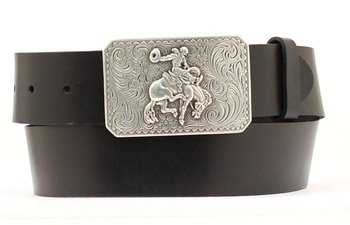 Nocona Mens Belt with Bronc Buckle 28 Black