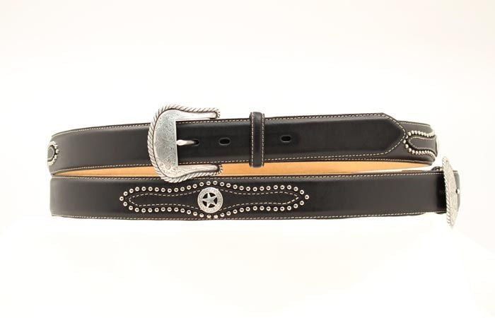 Nocona Mens Top Hand Studded Tab/Star Belt 30 Blk