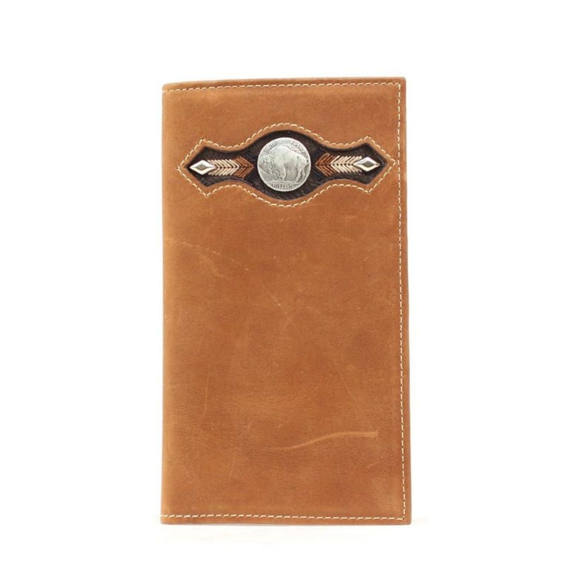 Nocona Mens Rodeo Wallet with Buffalo NickelBk/Wh