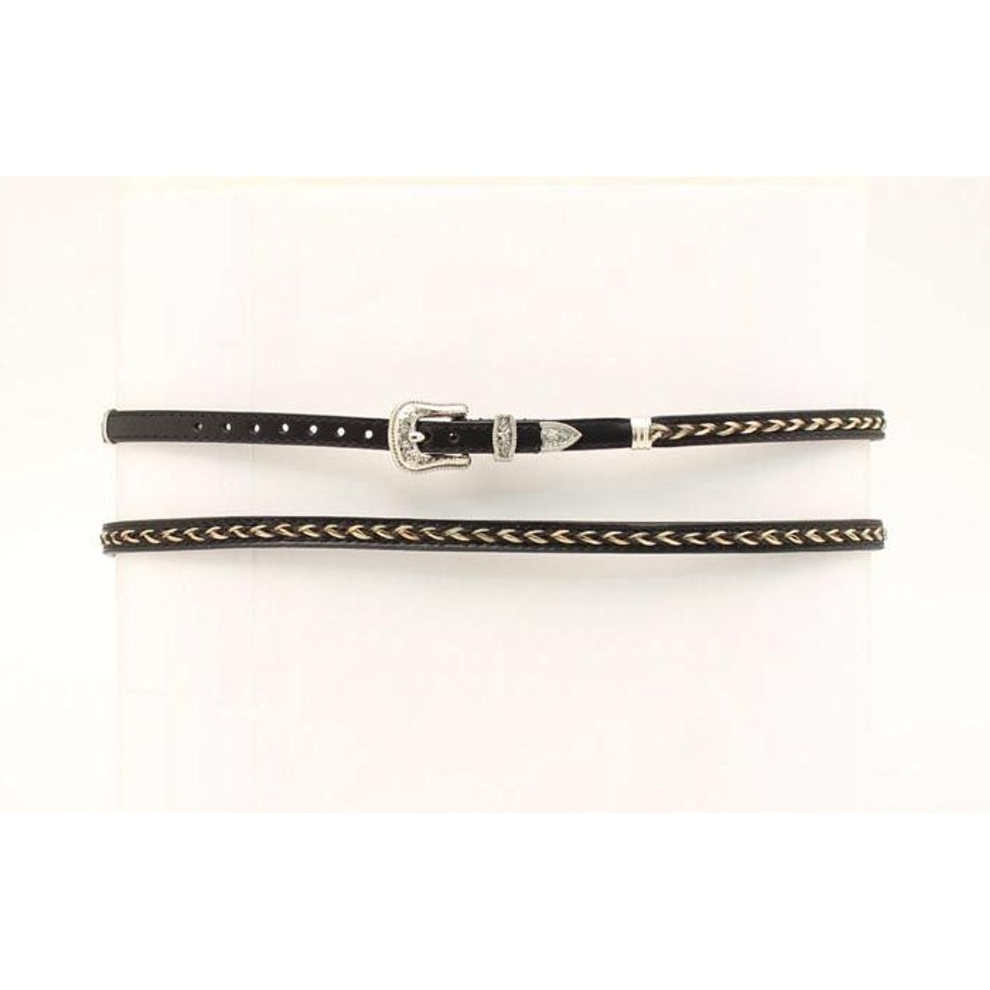 M And F Western Horse Hair Braided Hatband 3/8 Bk