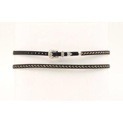 M And F Western Horse Hair Braided Hatband 3/8 Bk