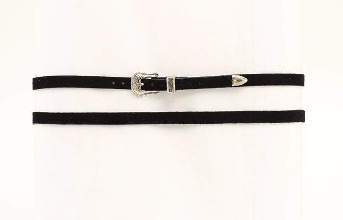 M And F Western Suede Buckle Hatband Black