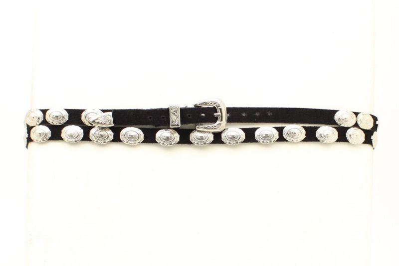 M And F Western Concho Suede Buckled Hatband Black