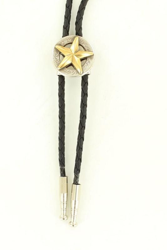 Double S Boys Texas Star Bolo Silver Gold Plated