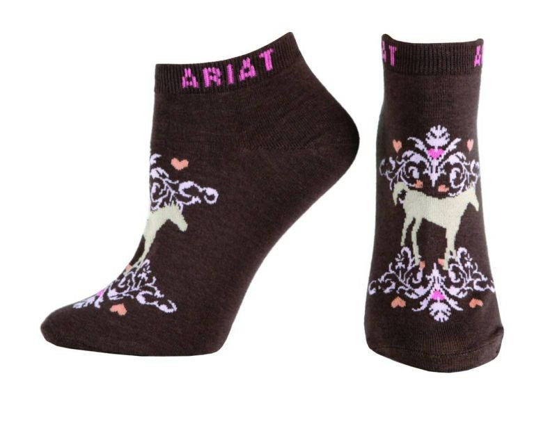 ARIAT Womens Horse Love No Show Sock Taupe