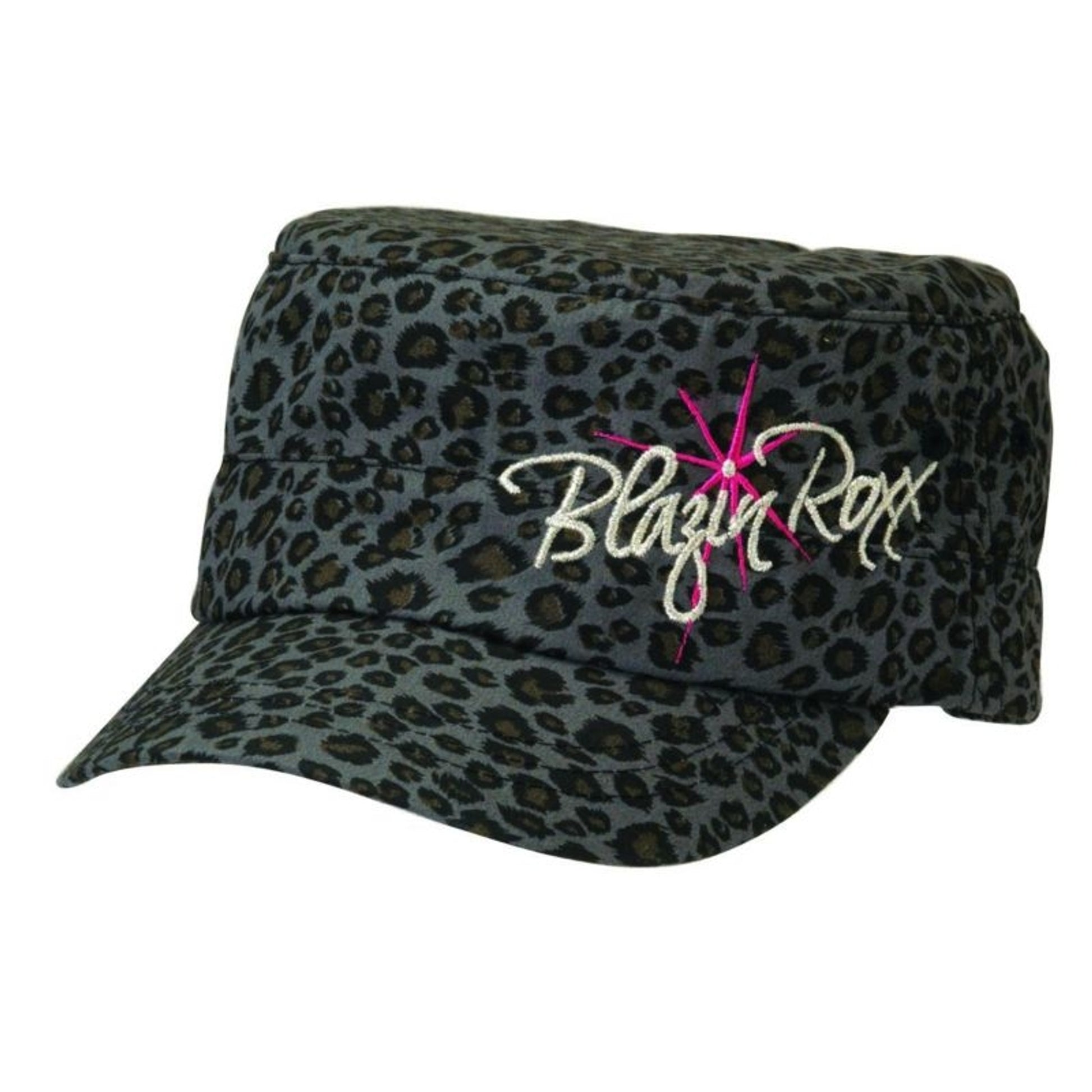 Blazin Roxx Cheetah Print Military Cap Black