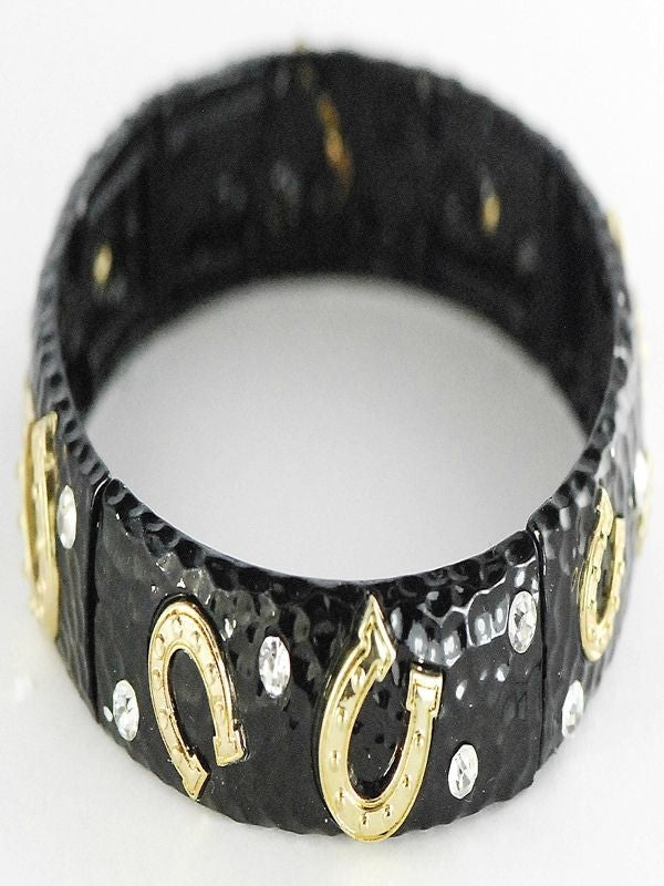 FT Textured Horse Shoe Bracelet Black/Gold
