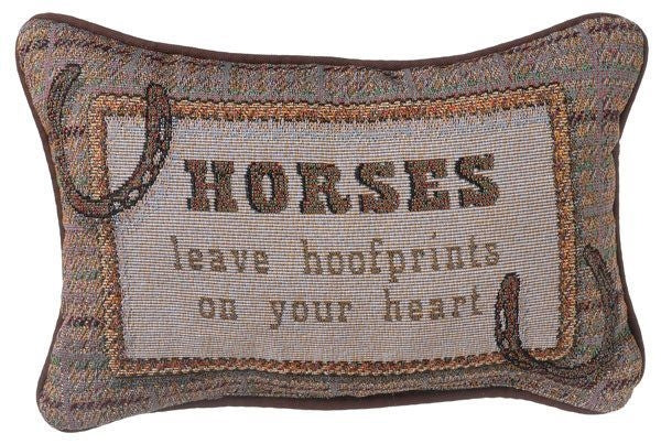 Horses Leave Hoofprints Throw Pillow 12 x 8 Bk/Wh